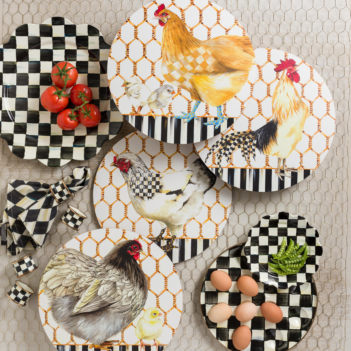 Courtly Check Enamel Petal Platter