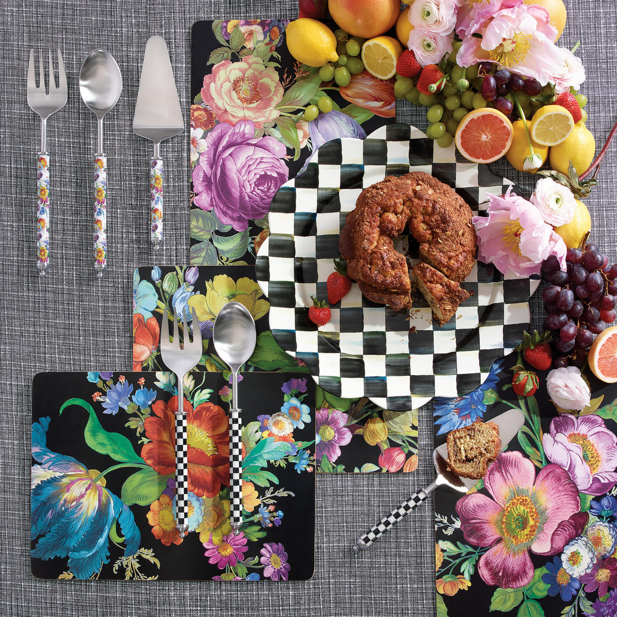 Courtly Check Enamel Petal Platter