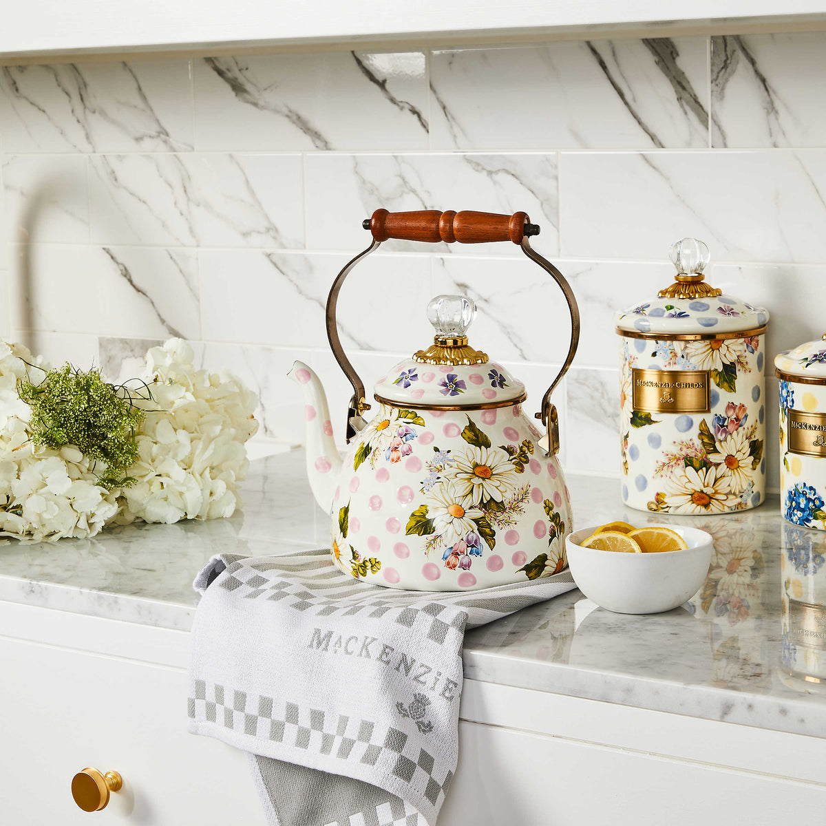 Wildflowers Enamel Medium Canister - Blue