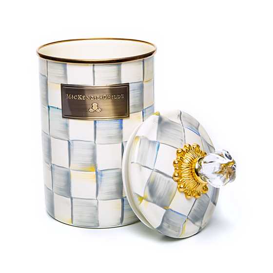 Sterling Check Enamel Canister - Large