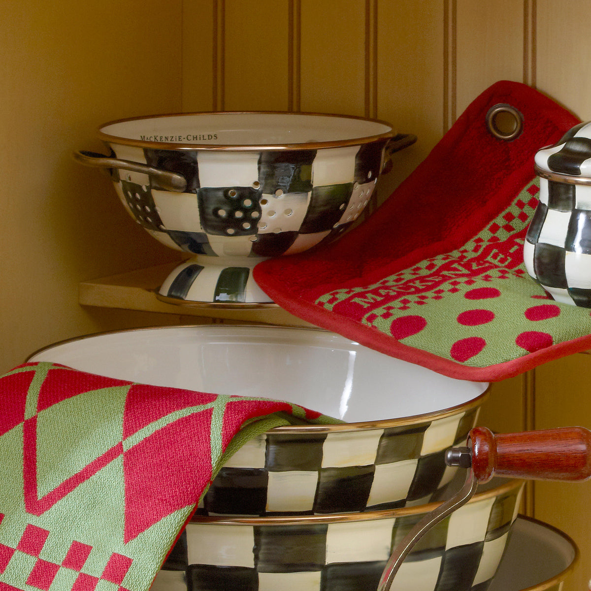 Courtly Check Enamel Colander - Small