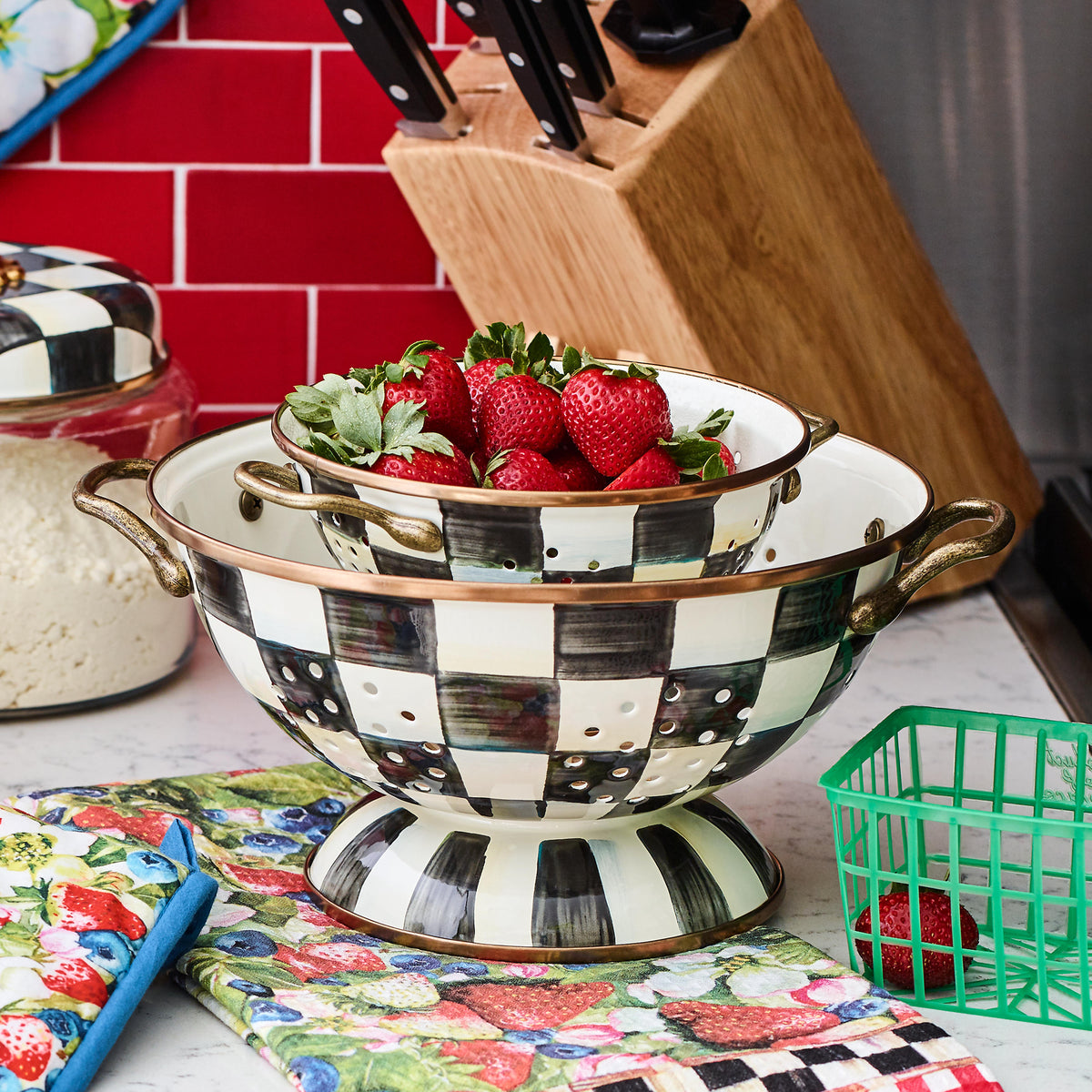 Courtly Check Enamel Colander - Small