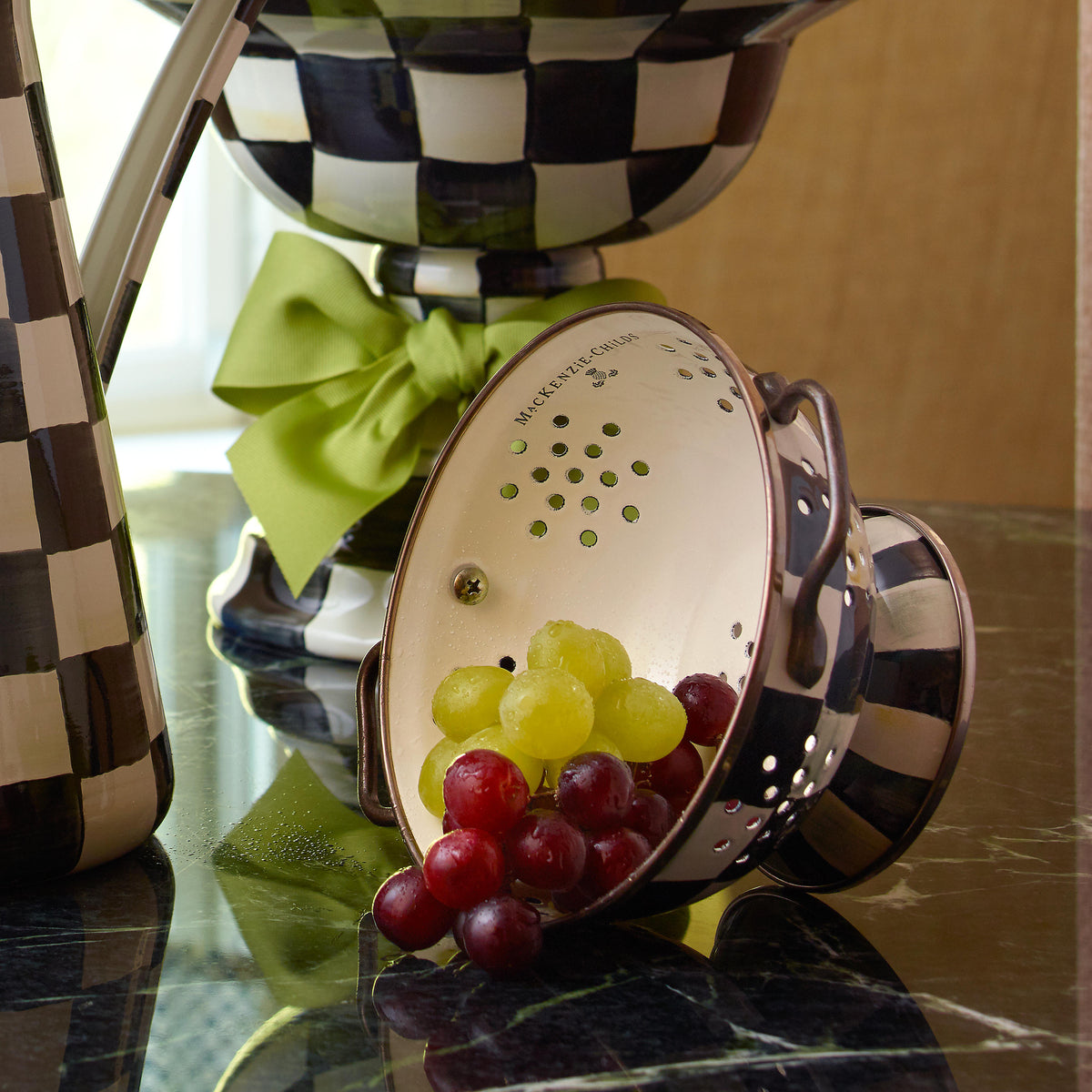 Courtly Check Enamel Colander - Small