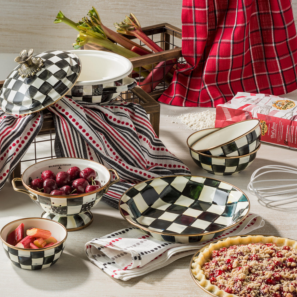 Courtly Check Enamel Colander - Small