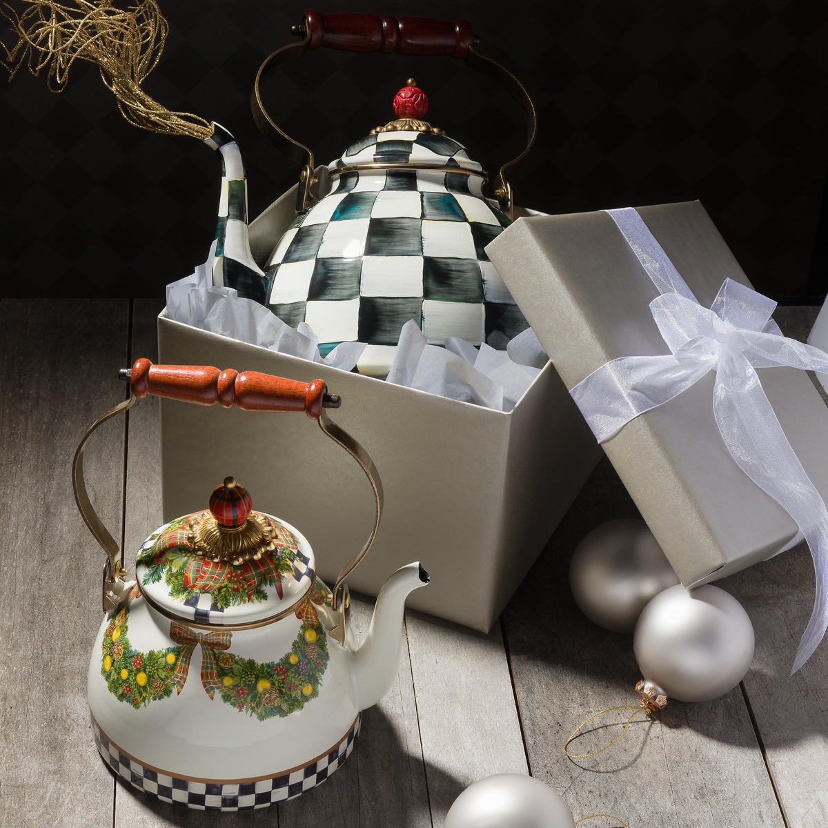 Courtly Check Enamel Tea Kettle - 3 Quart