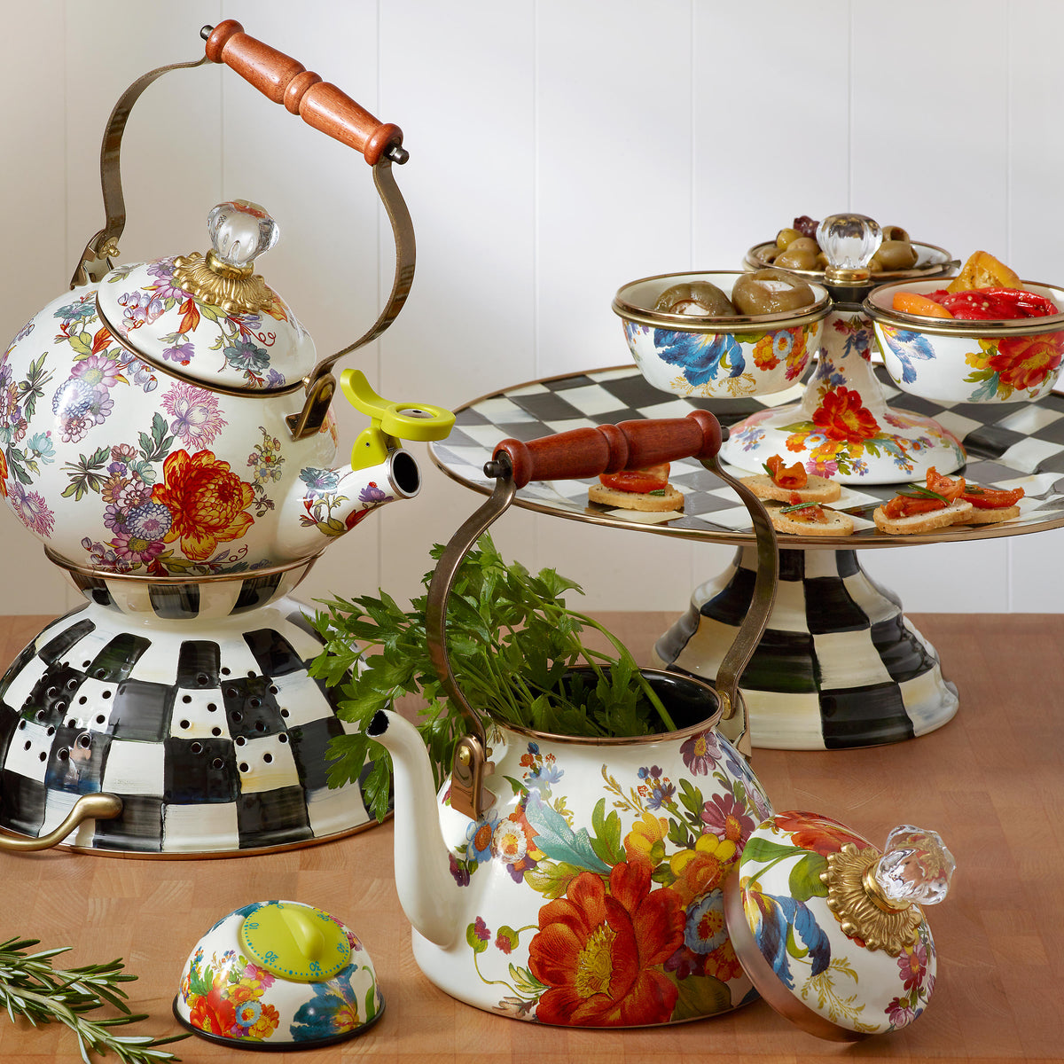 Courtly Check Enamel Colander - Large