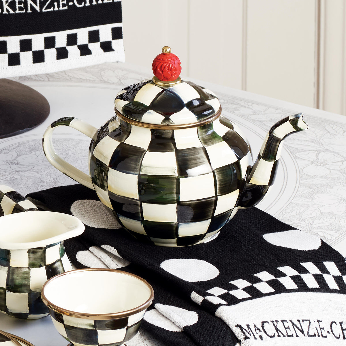 Courtly Check Enamel Teapot - 4 Cup