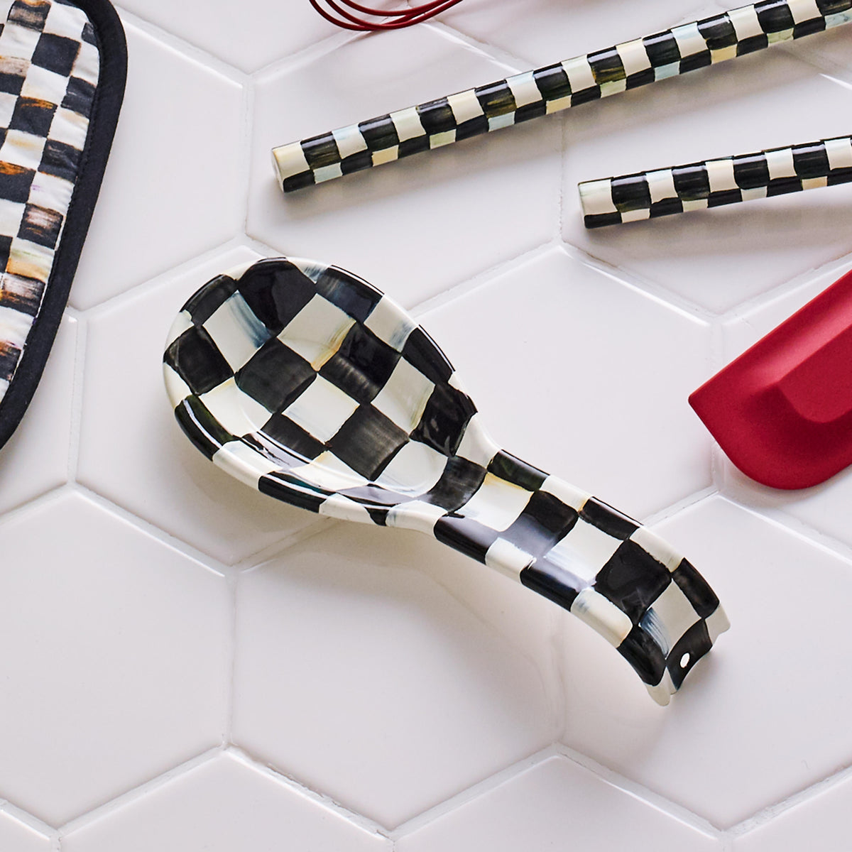 Courtly Check Enamel Spoon Rest