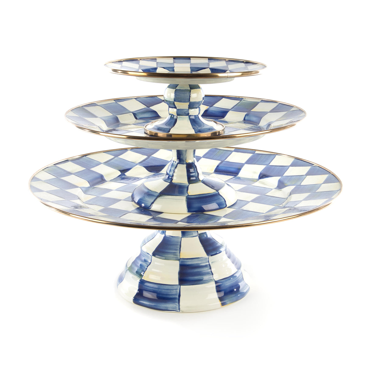 Royal Check Pedestal Platter - Large