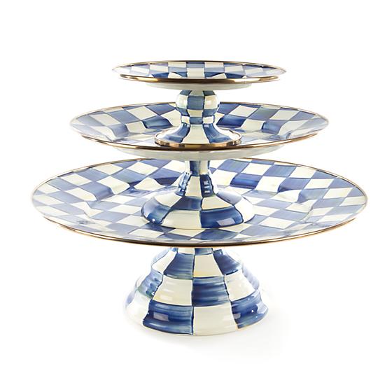 Royal Check Enamel Pedestal Platter - Small