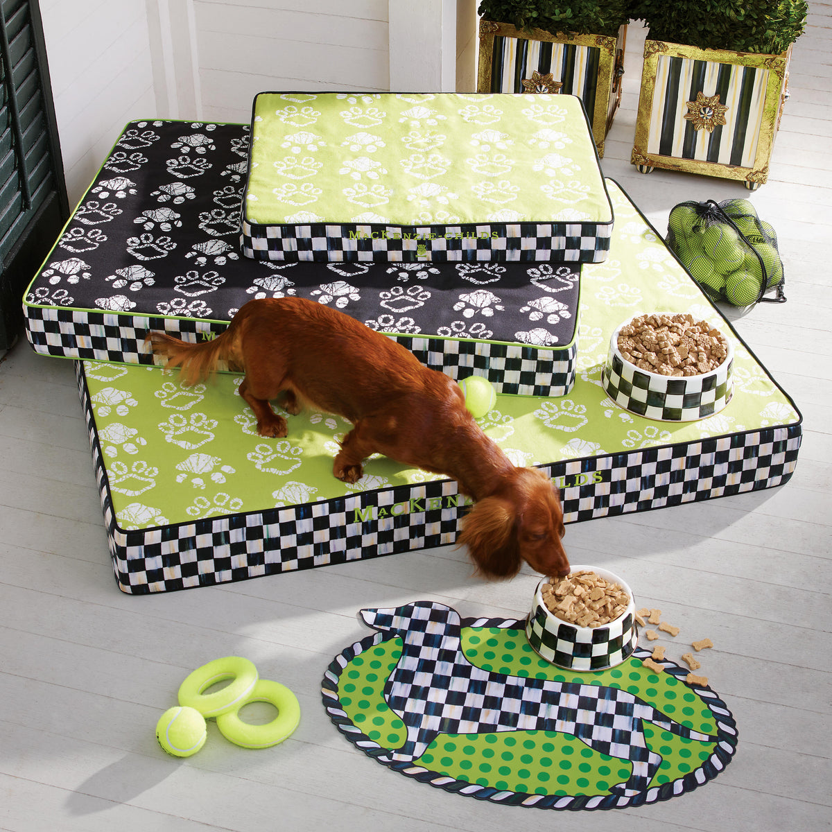Courtly Check Enamel Pet Dish - Large