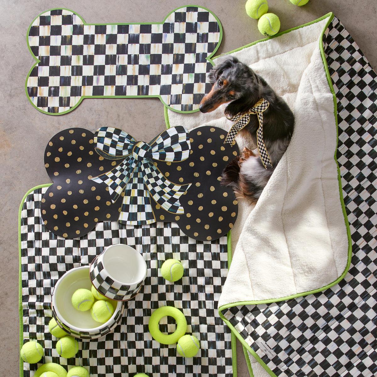 Courtly Check Enamel Pet Dish - Large