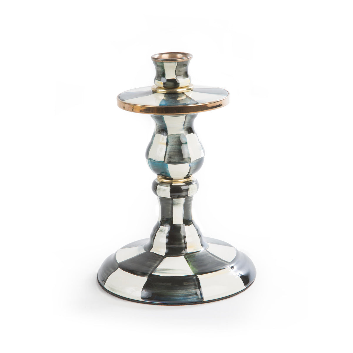 Courtly Check Enamel Candlestick - Small
