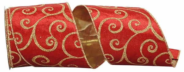 Velvet Glitter Scroll Wired Edge