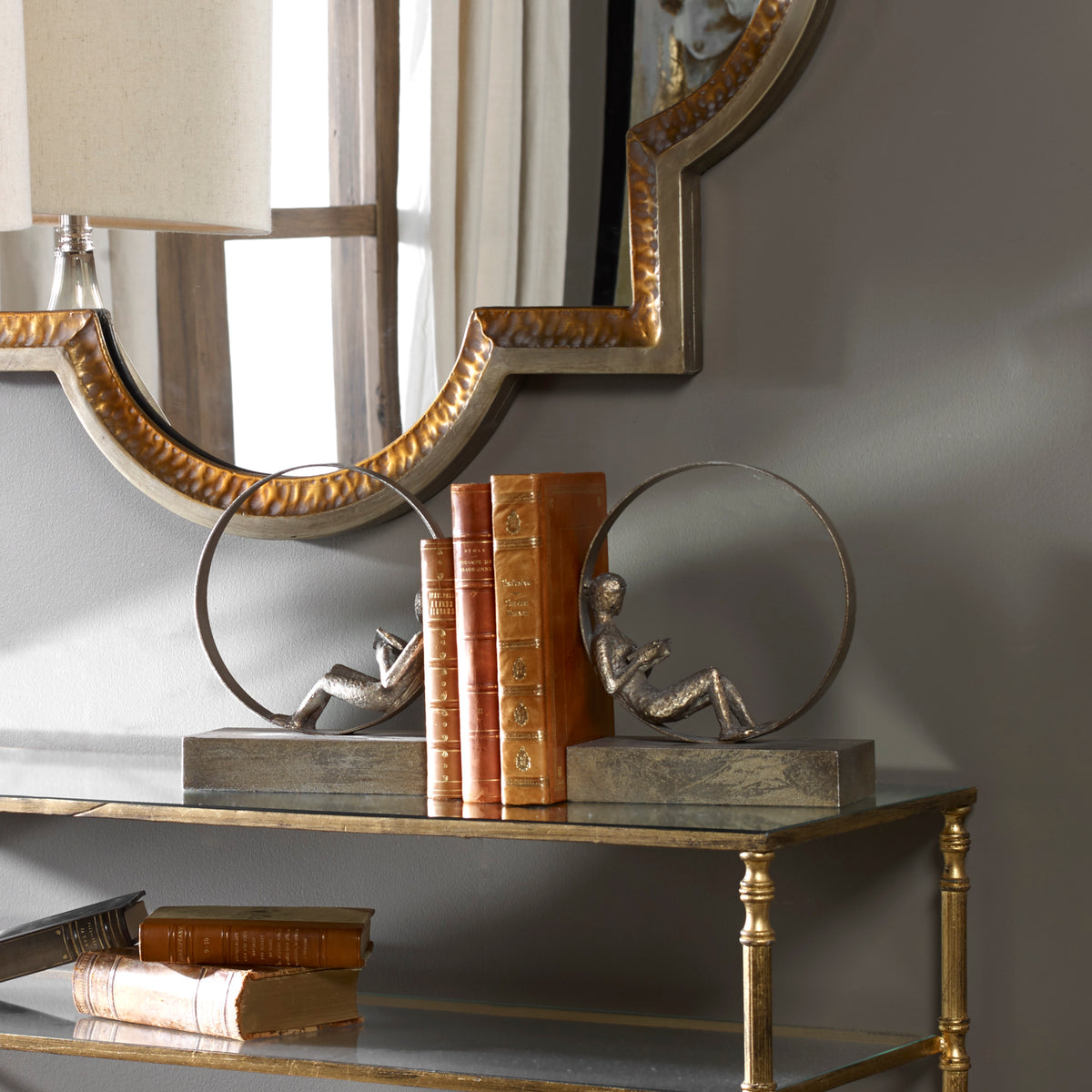 Lounging Reader Antique Bookends Set/2