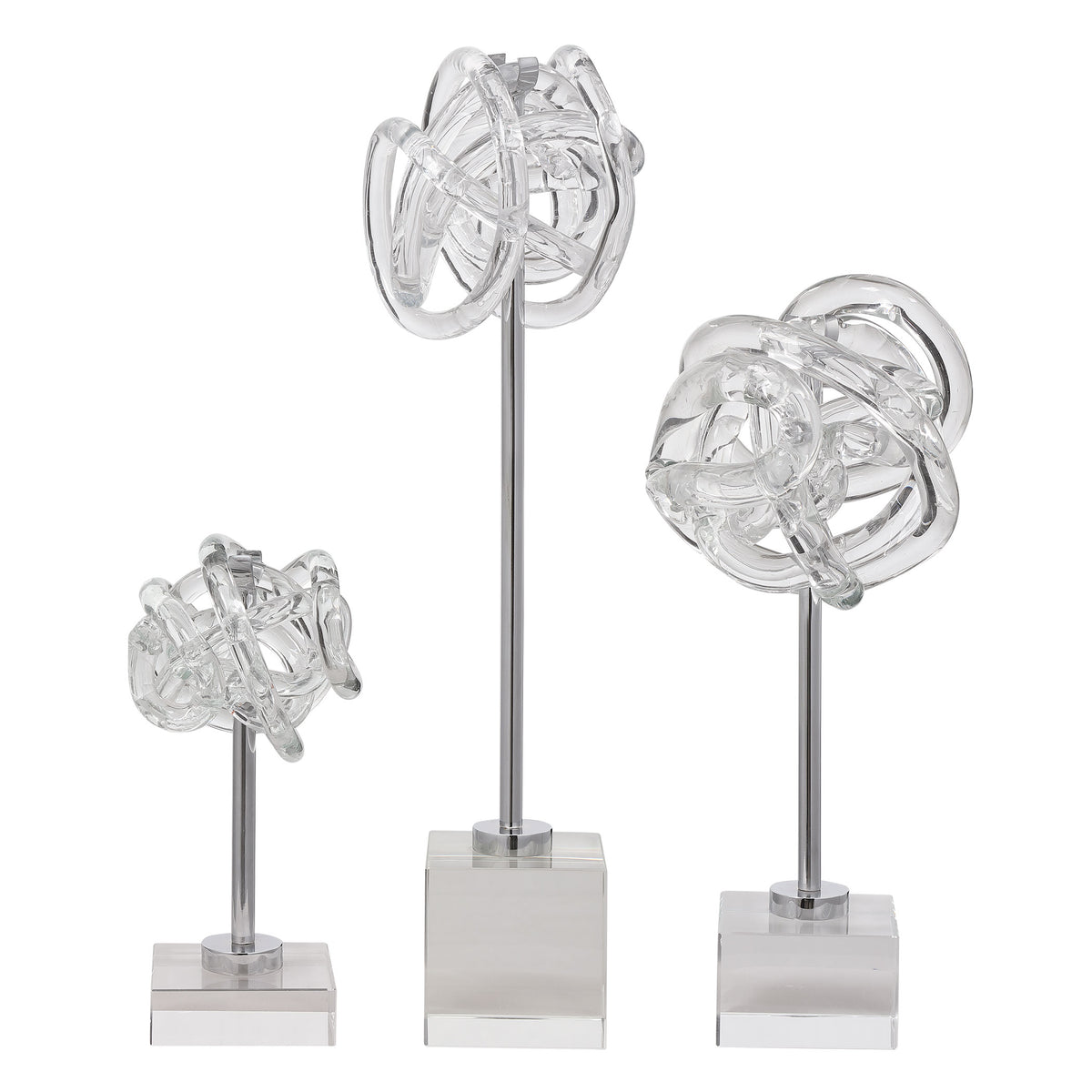 Neuron Glass Table Top Sculptures, S/3