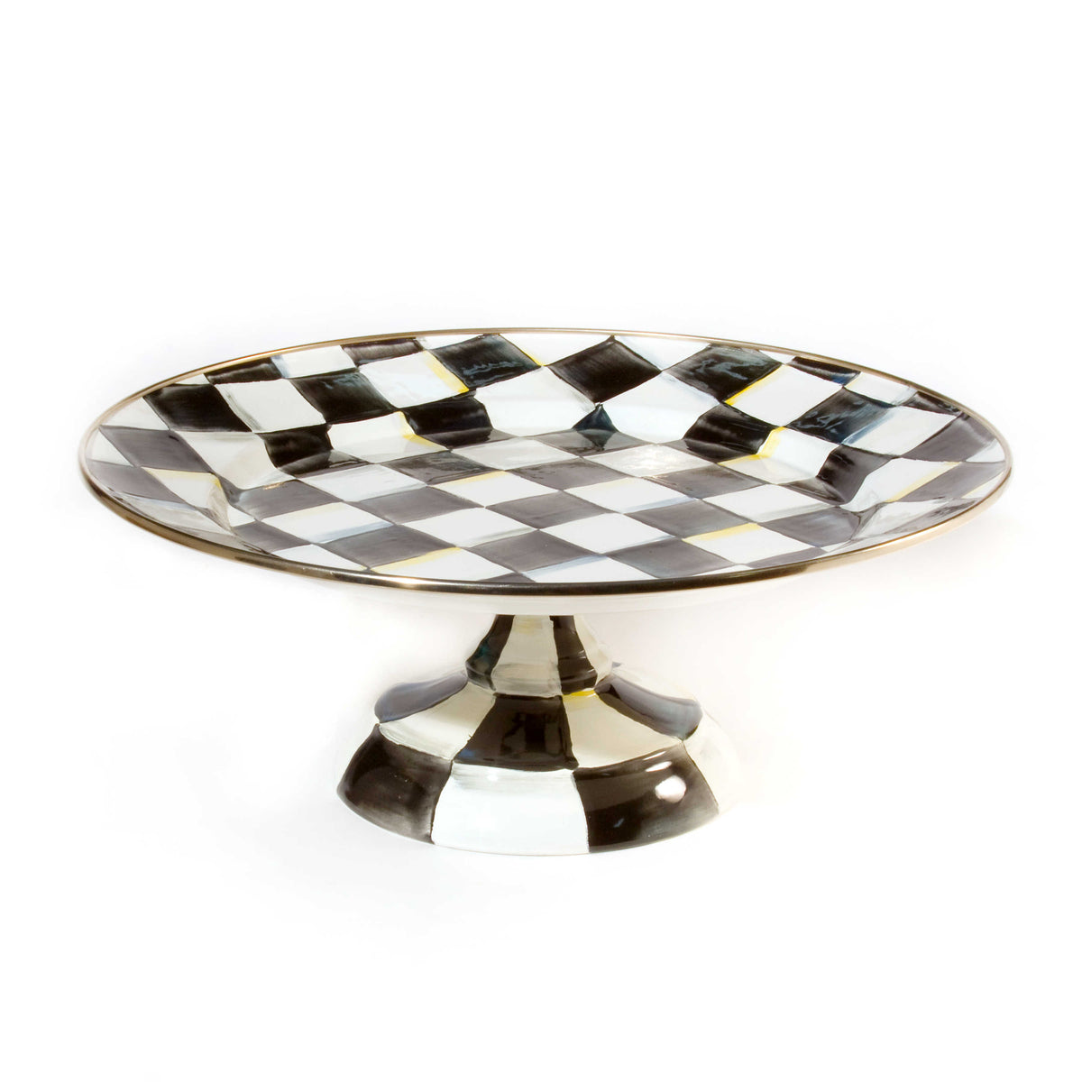 Courtly Check Enamel Pedestal Platter - Small