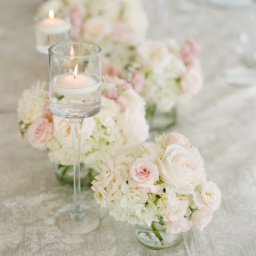 Stemmed Glass Floating Candles Holder