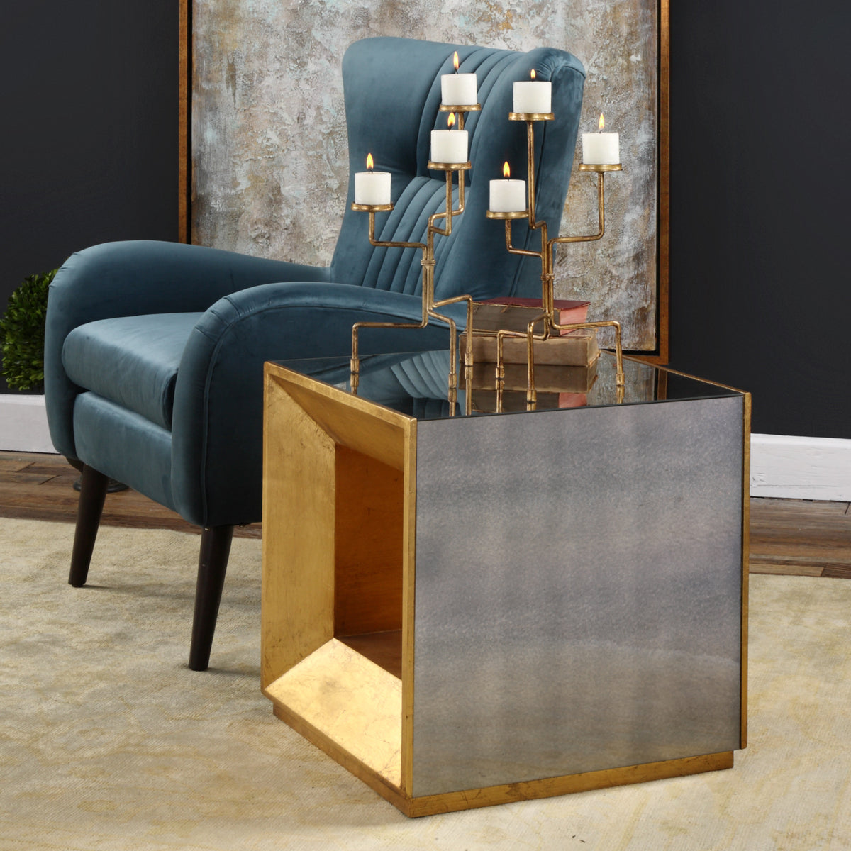 Flair Gold Cube Table