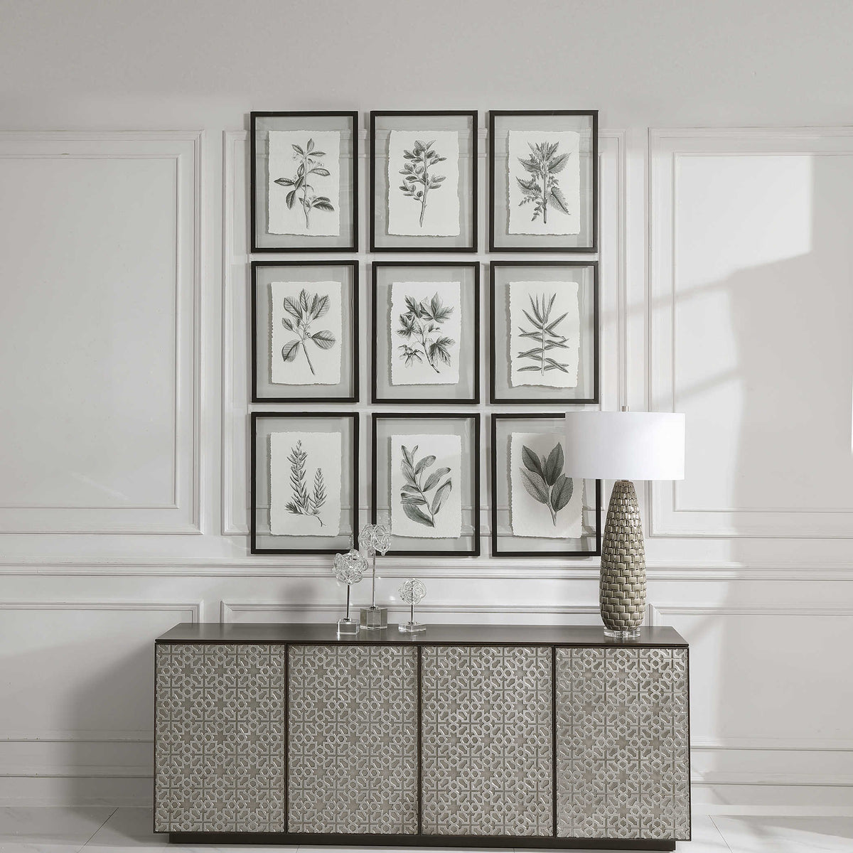 Farmhouse Florals Framed Set of 9 Prints