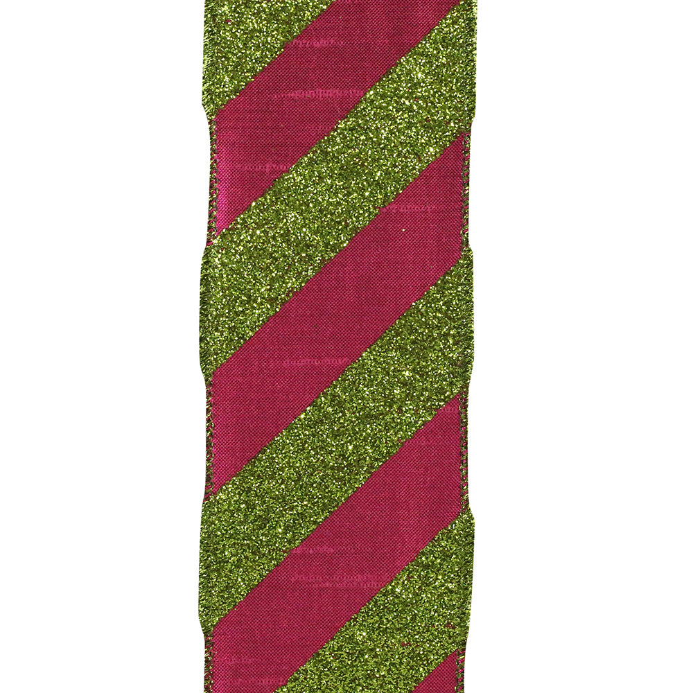 Glitter Grand Diagonal Metallic Lame Stripes Wired Edge