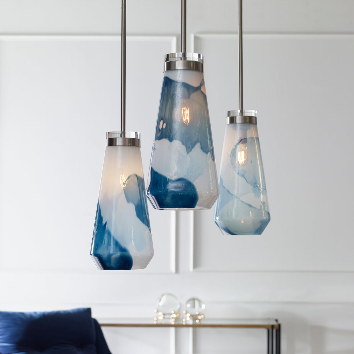 Windswept Blue & White, 1 Lt  Mini Pendant