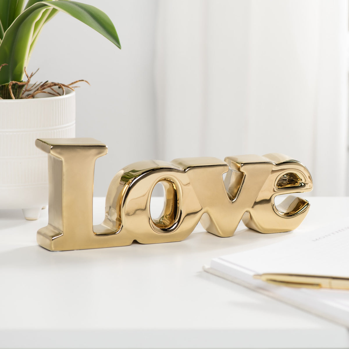 Love Ceramic Decor Sculpture - Gold
