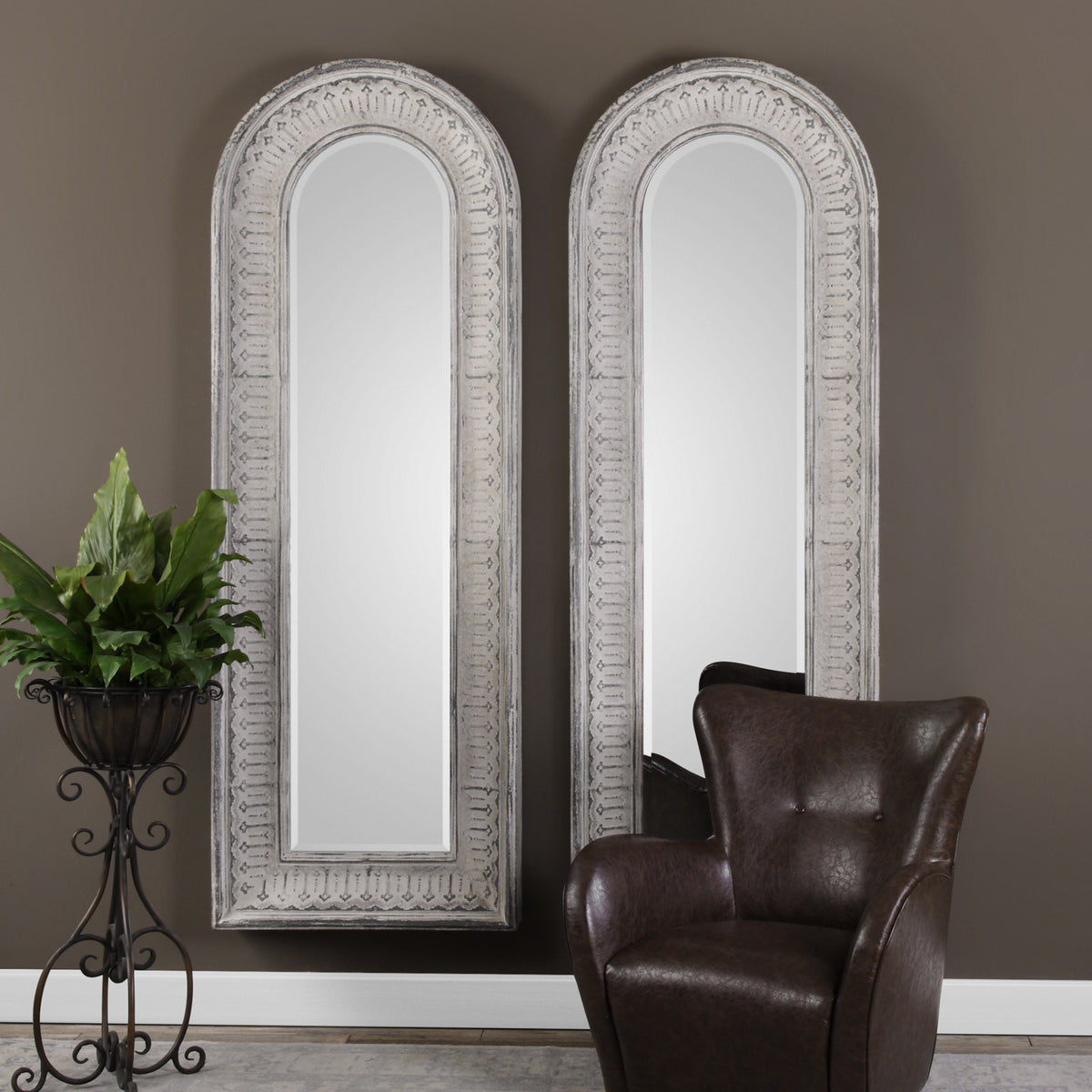 Argenton Aged Gray Arch Mirror