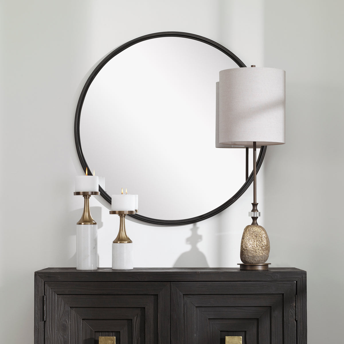 Belham Round Iron Mirror