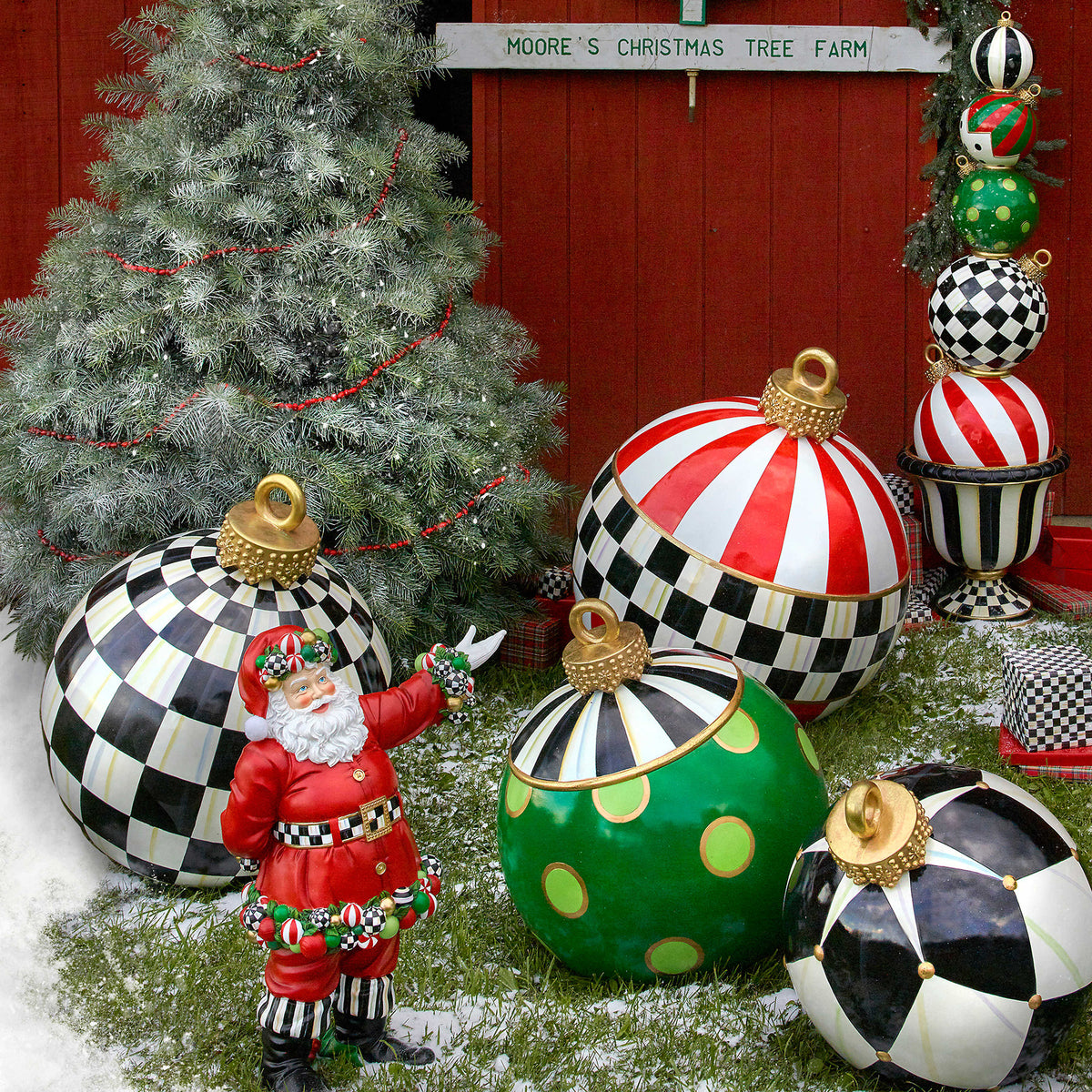 MacKenzie-Childs Jolly Outdoor Ornament - Courtly Check SALE ITEM