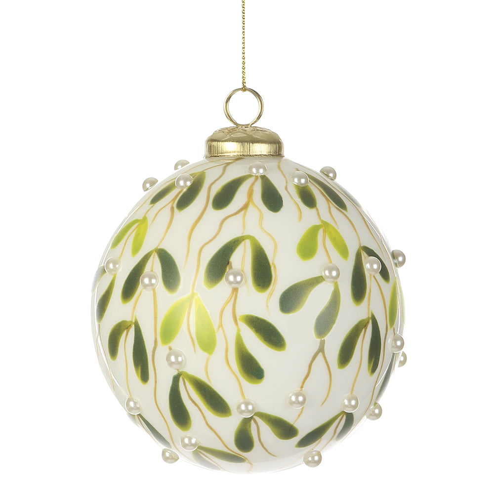 4" Mistletoe Glass Ball Ornament