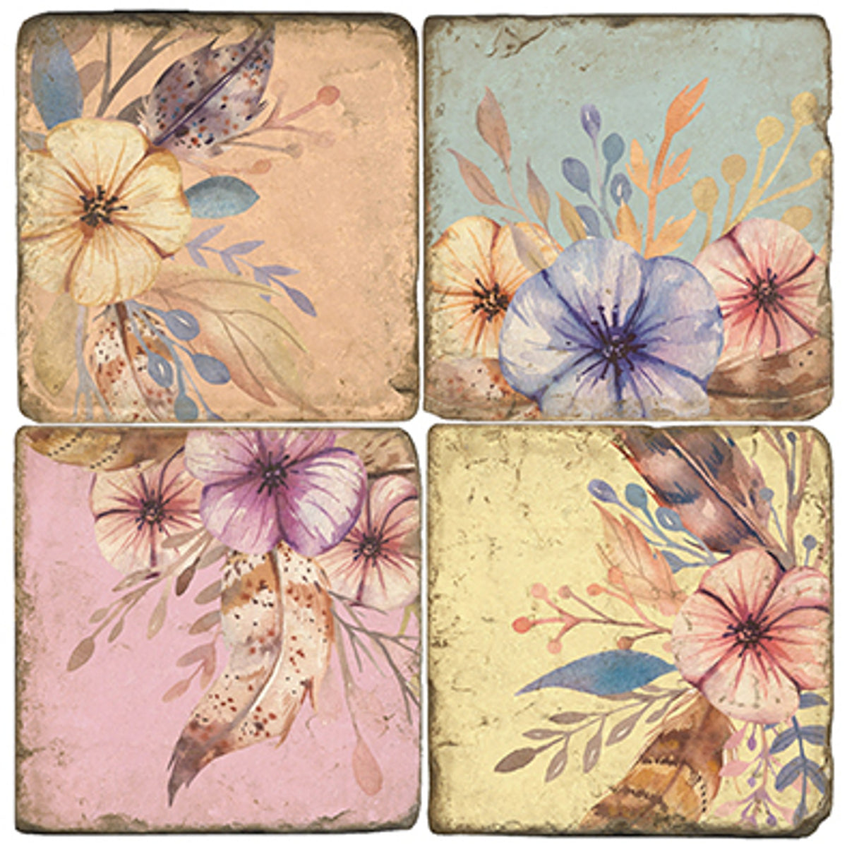 Morning Glory Coasters - Set of 4