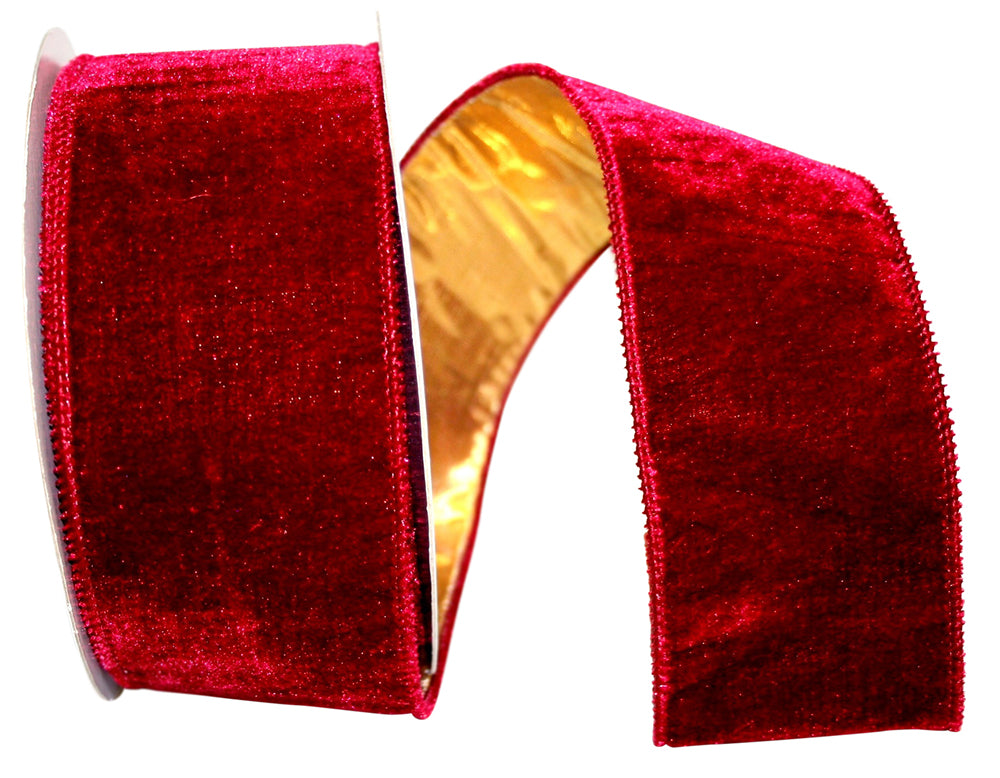Plush Velvet Gold Back Wired Edge, Burgundy/gold, 2-1