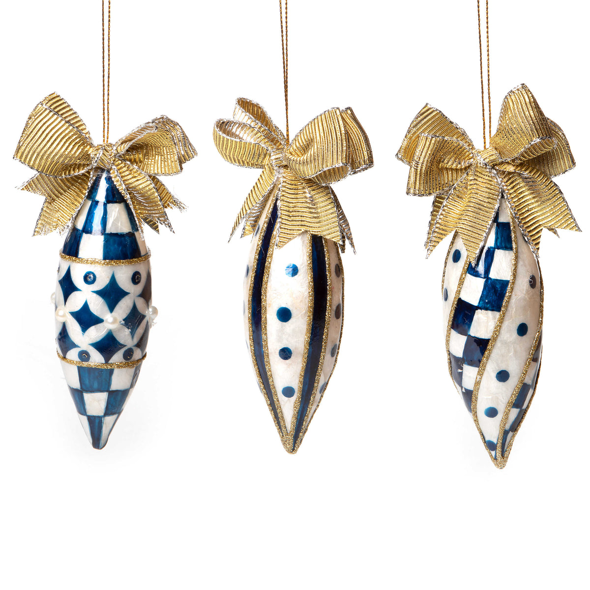 Royal Capiz Finial Ornaments - Set of 3