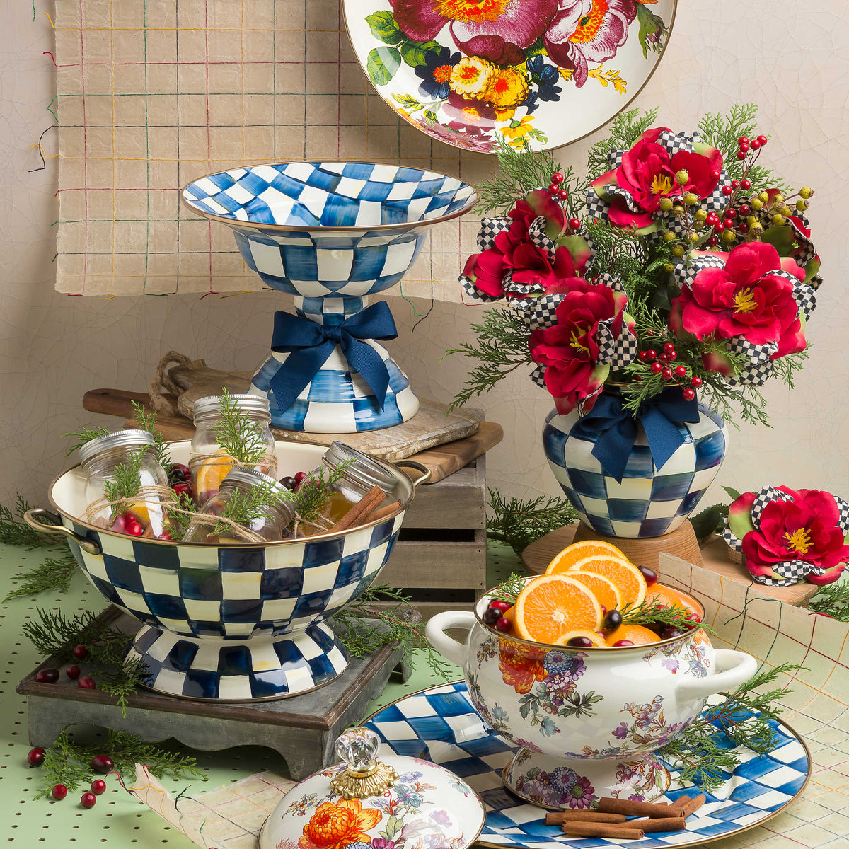 Royal Check Enamel Serving Platter