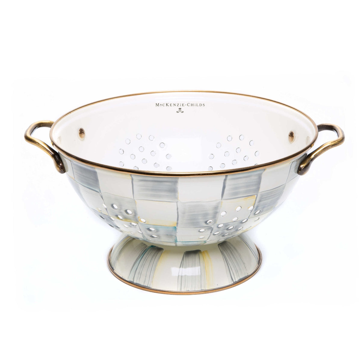 Sterling Check Enamel Colander - Large
