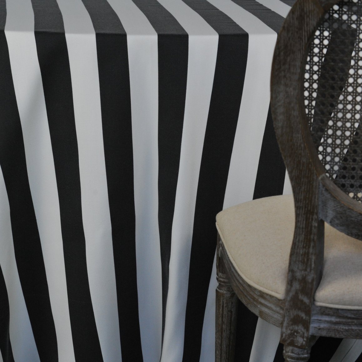 Black  Awning Stripe Tablecoth