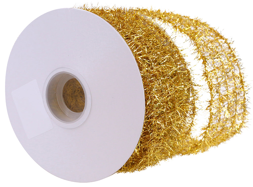 Tinsel Net Frizzette Wired Edge Gold - 10 yards by 2.5"