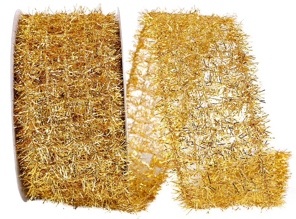 Tinsel Net Frizzette Wired Edge Gold - 10 yards by 2.5"