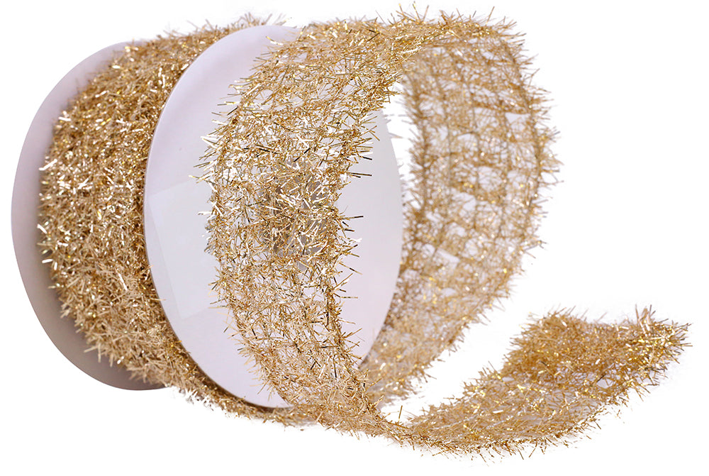 Tinsel-Net-Frizzette-Wired-Edge-Platinum - 10 yards by 2.5"