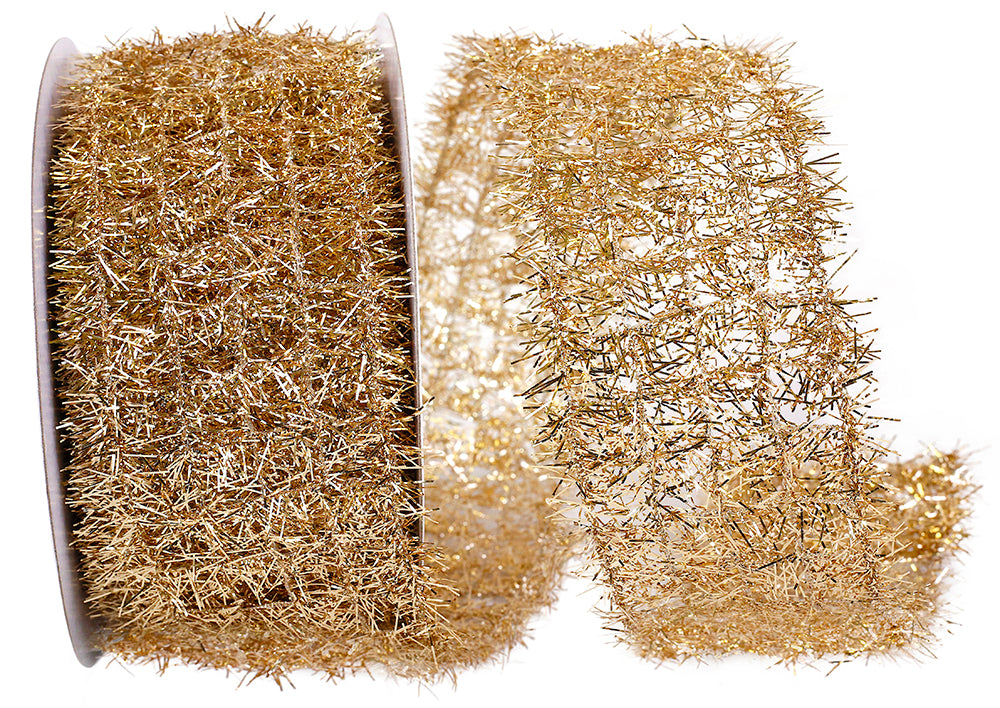 Tinsel-Net-Frizzette-Wired-Edge-Platinum - 10 yards by 2.5"