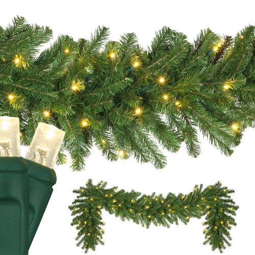 Winter green LED garland