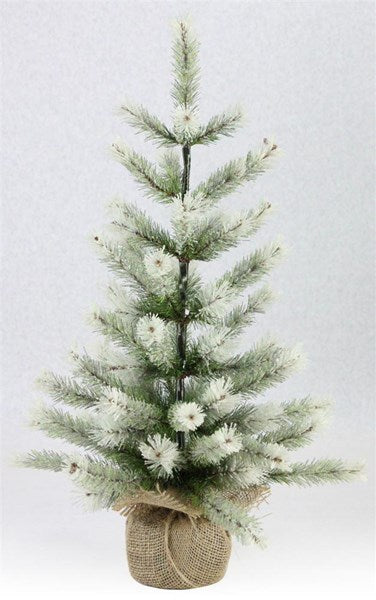 24"H Frosted Pine Tree W/Burlap Base