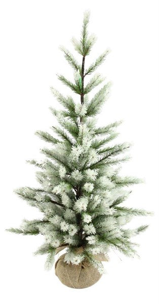 36.25"H Frosted Pine Tree W/Burlap Base