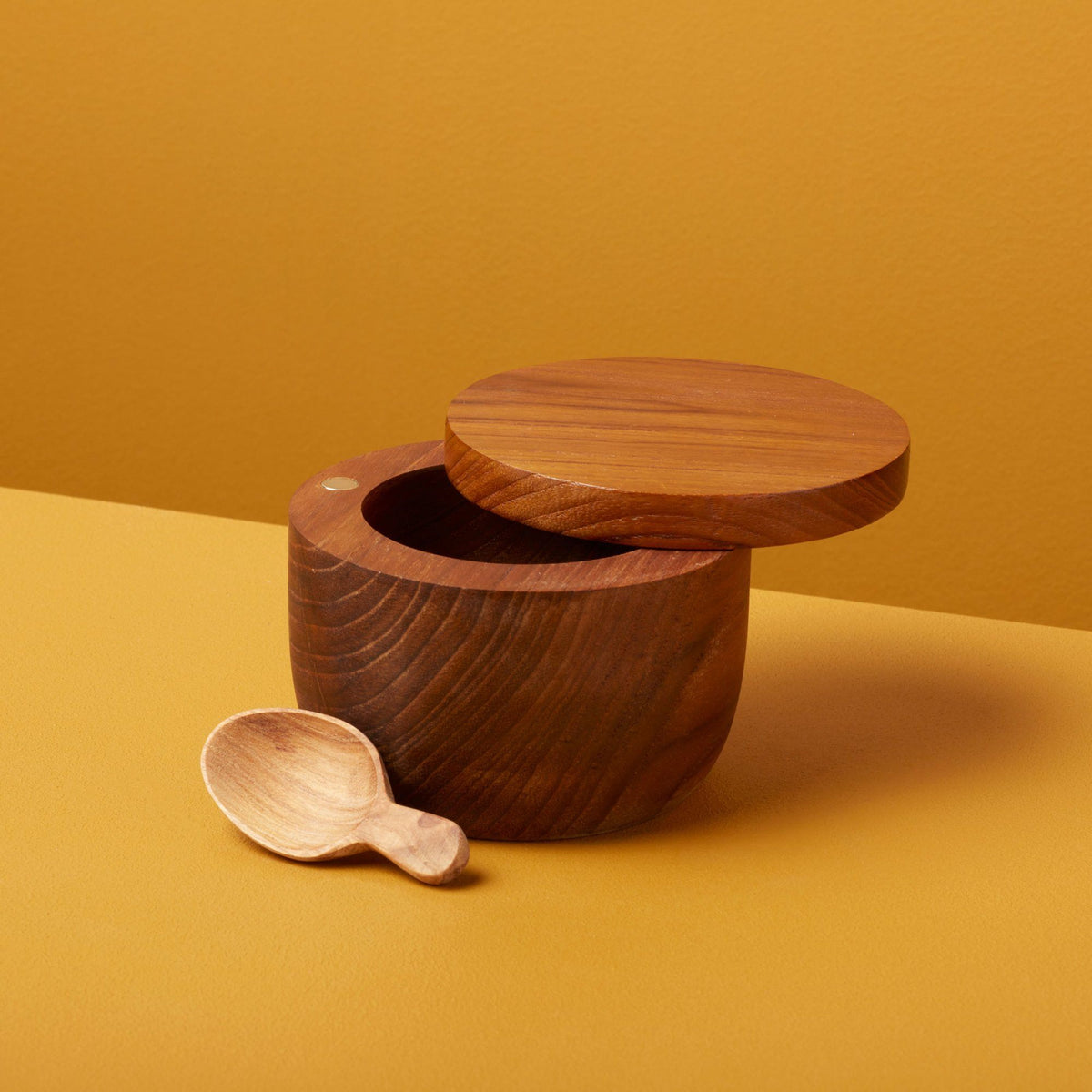 Teak Salt Cellar w/ Spoon