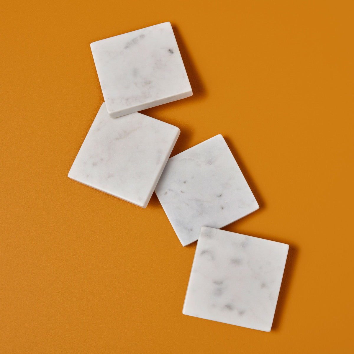 White Marble Square Coaster Set