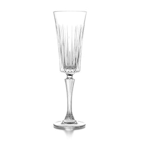 Set of glassware including, red wine, champagne flute, and white wine glasses. 