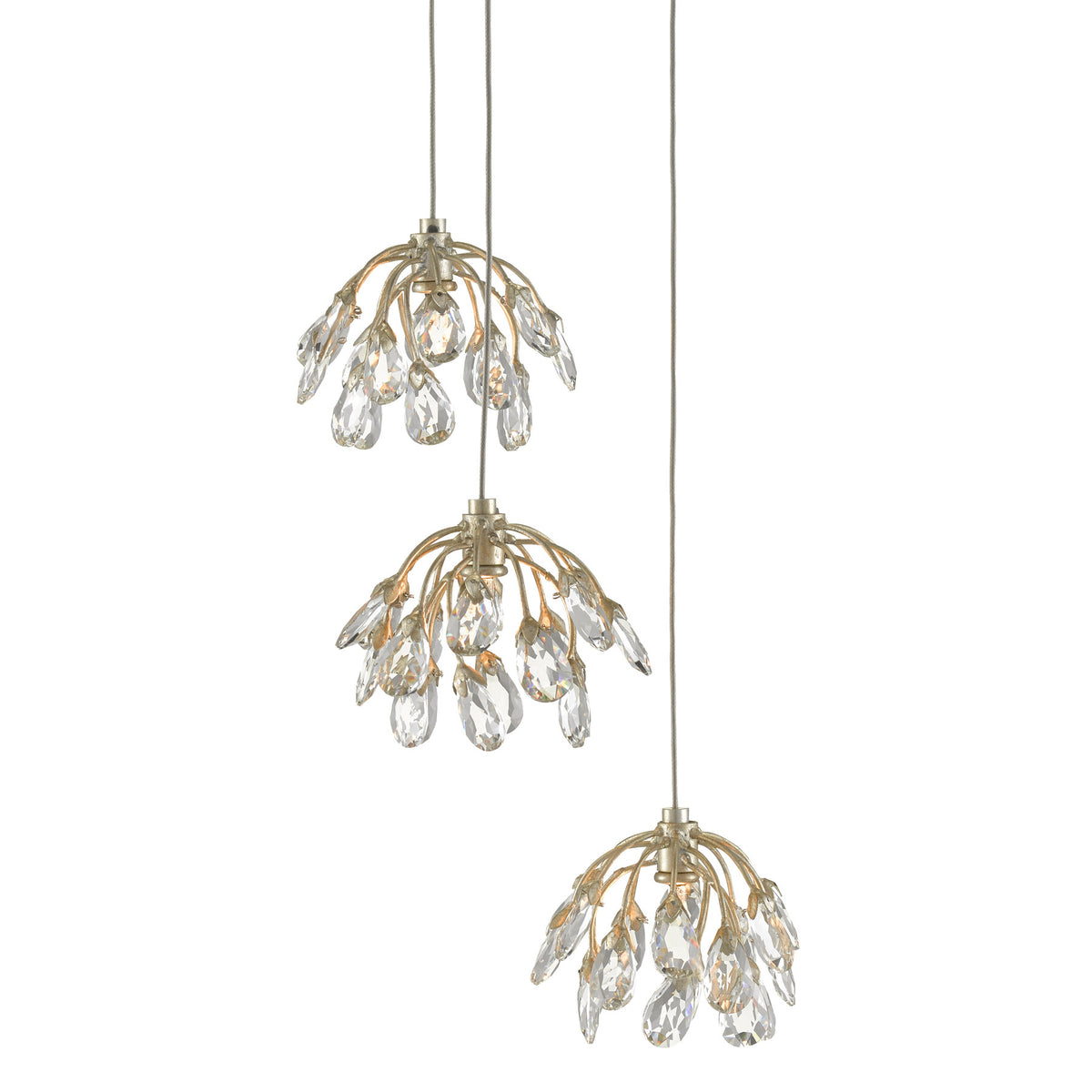 Crystal Bud 3-Light Multi-Drop Pendant