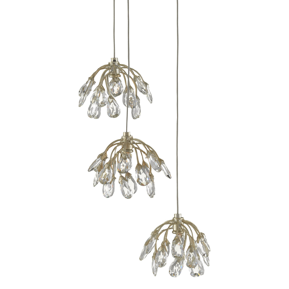Crystal Bud 3-Light Multi-Drop Pendant