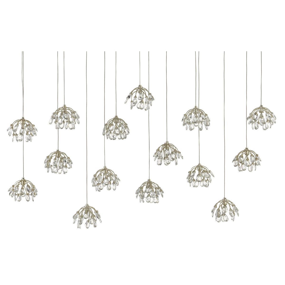 Crystal Bud Rectangular 15-Light Multi-Drop Pendant